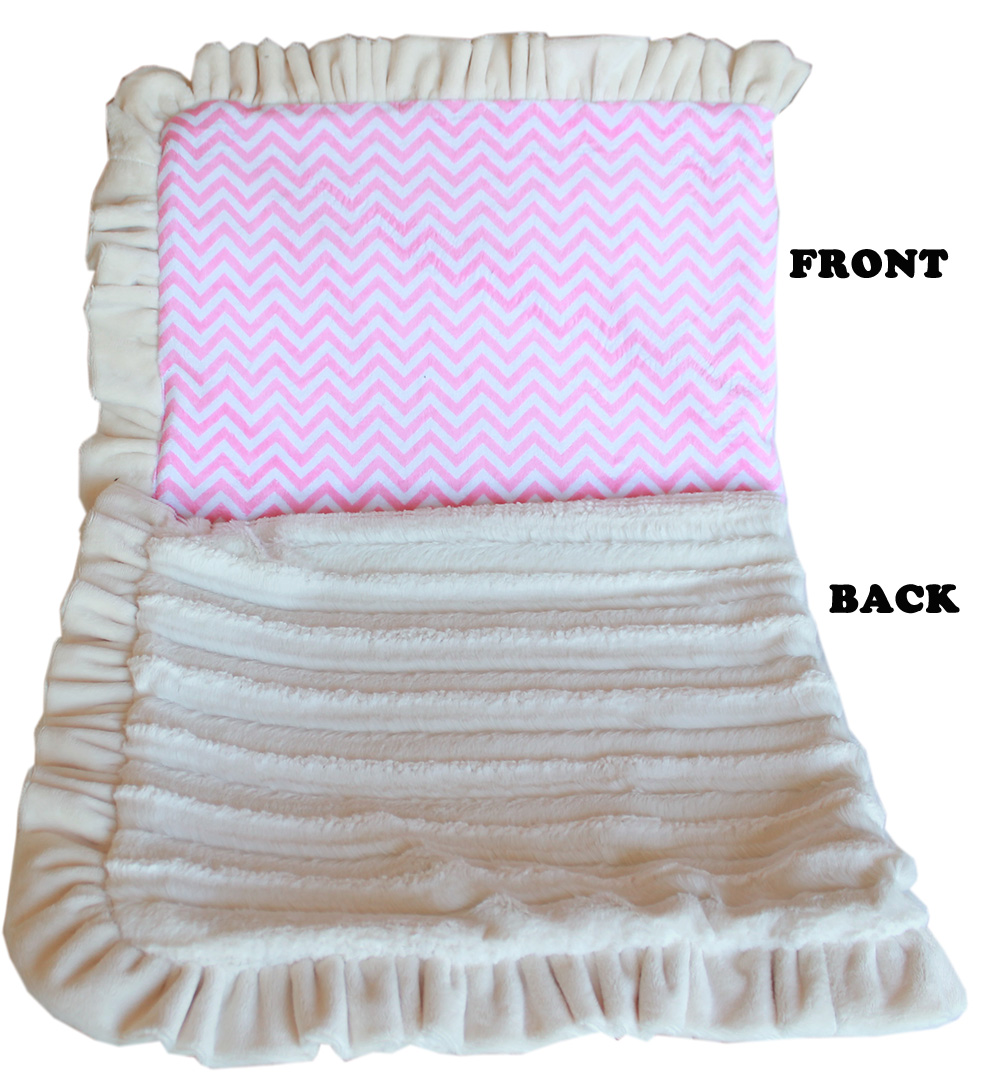 Luxurious Plush Pet Blanket Pink Chevron Jumbo Size